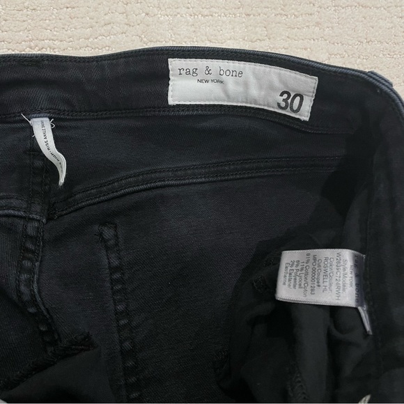 Rag & Bone Nina High Waist Ankle Skinny Distressed Black Jeans - Size 30, EUC - Picture 4 of 6